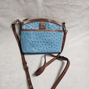 Dooney & Bourke Blue and Brown Textured Crossbody Bag
